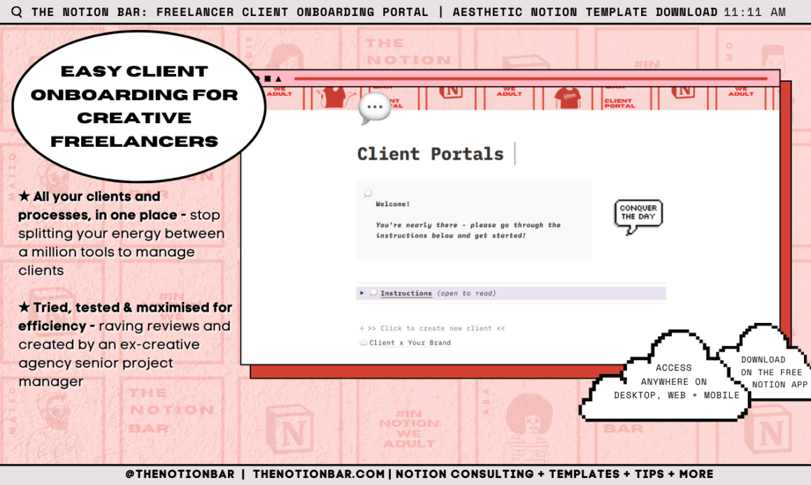  Freelancer Client Onboarding Portal for notion by Frances 
