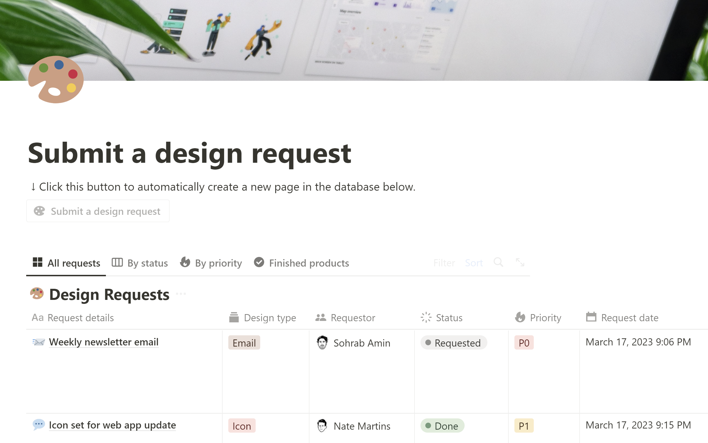 Submit a design request template