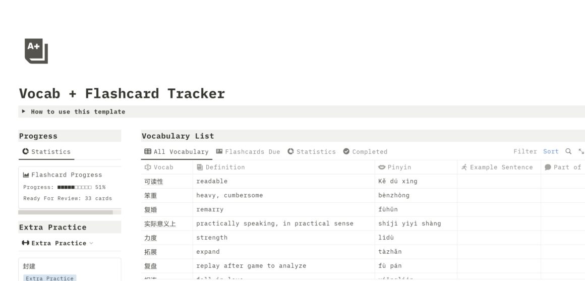 Language Learning Notion Templates