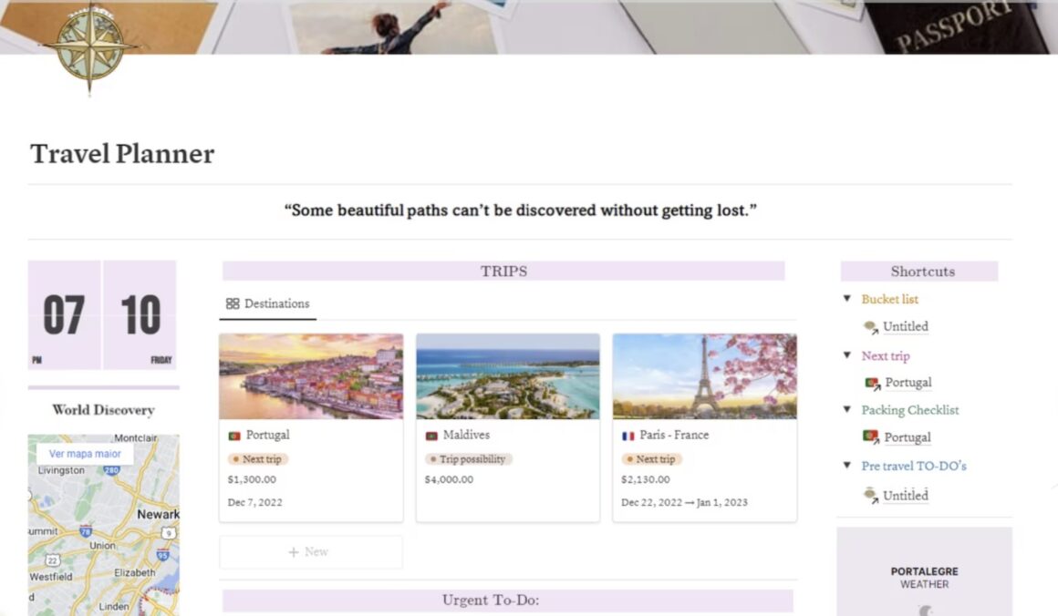 Notion Travel Planner