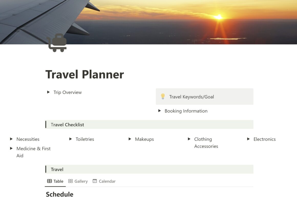 Notion Travel Planner