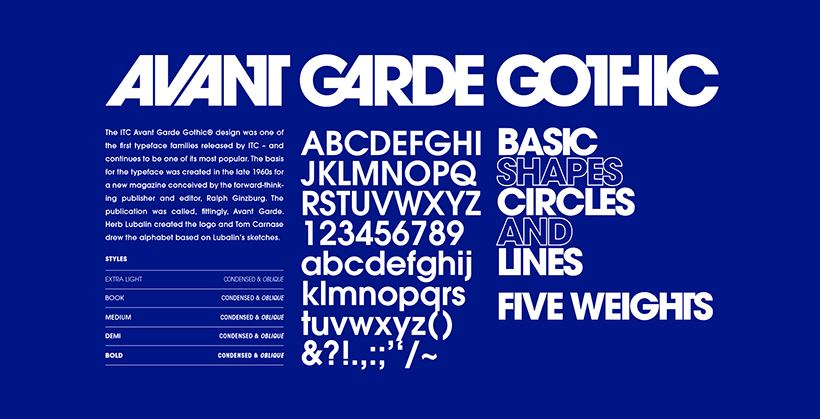 Avante Garde font in use by brands