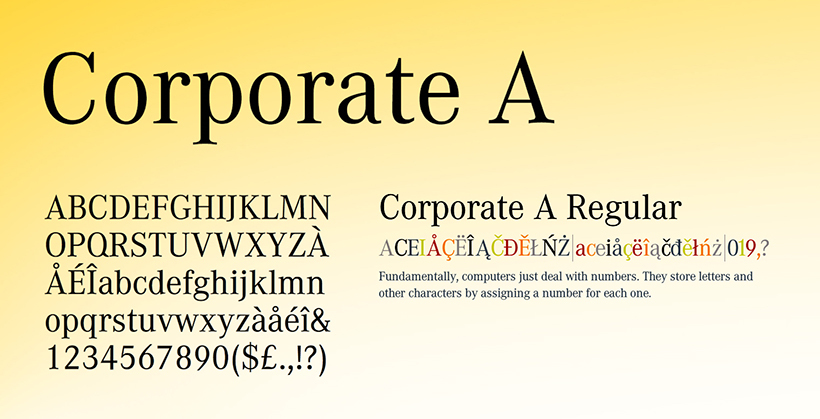 Corporate A font in use by brands