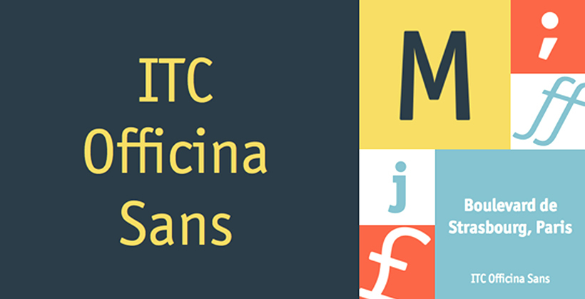 Officina Sans font family in use with big brands