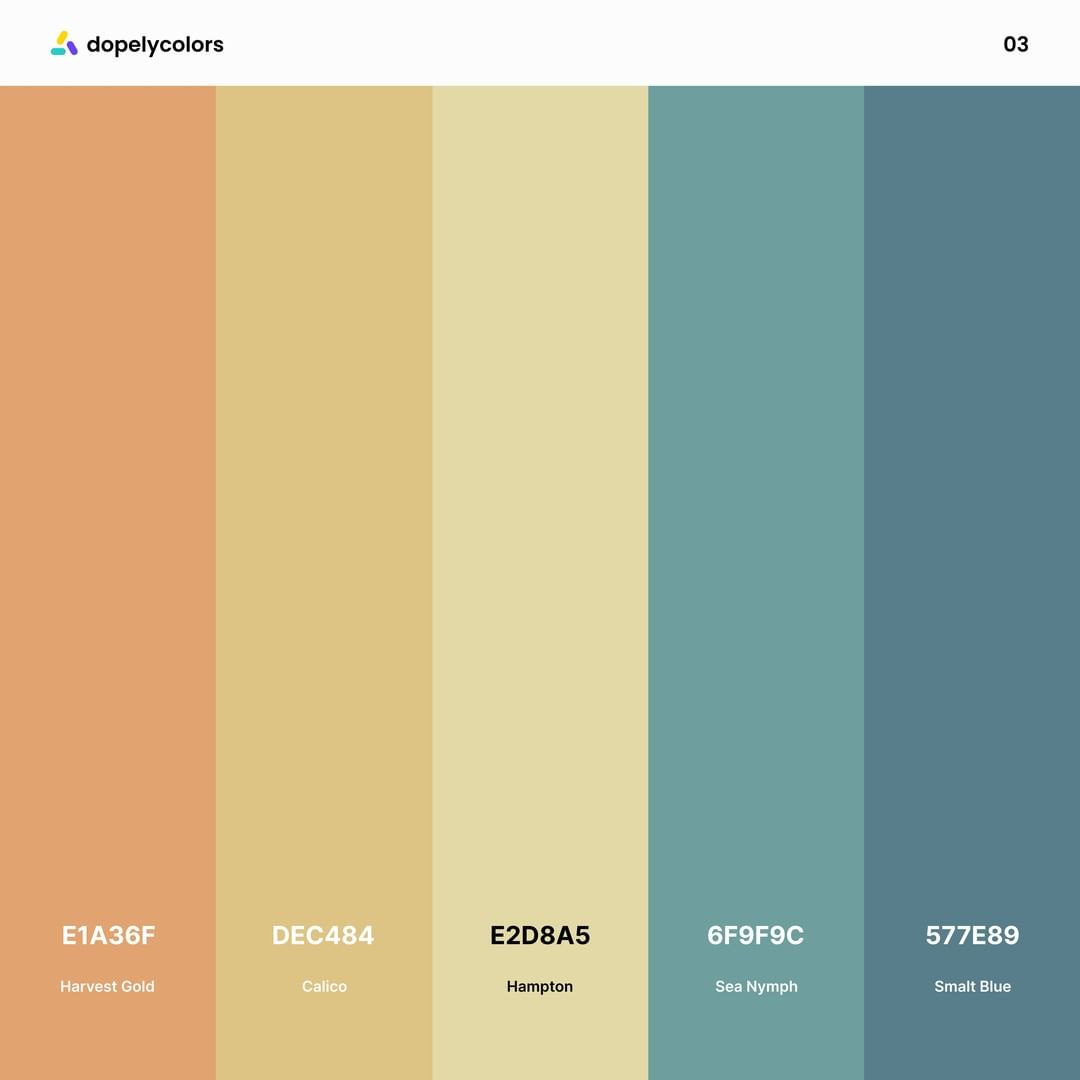 Orange, yellow, green and blue color palette