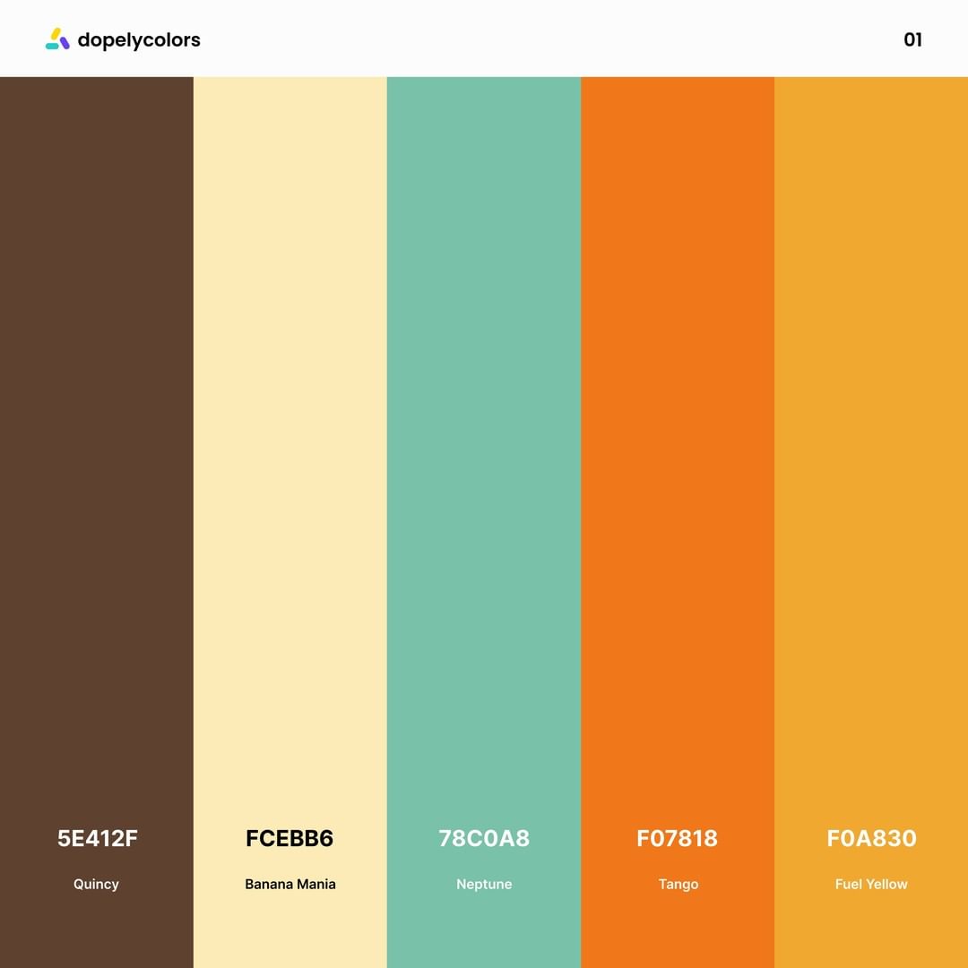brown, milky, green and orange color palette
