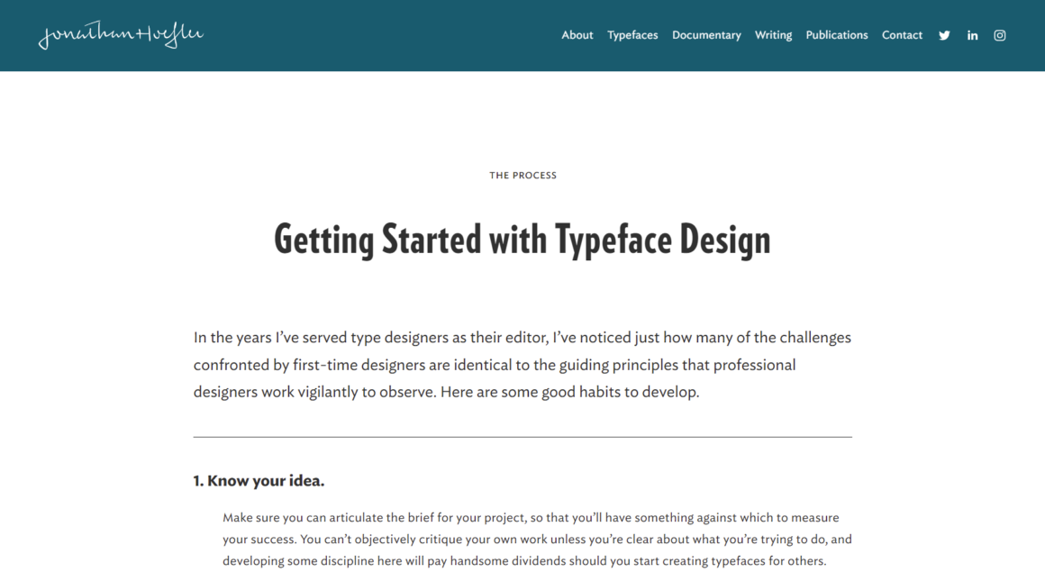 Getting Started with Typeface Design — Jonathan Hoefler