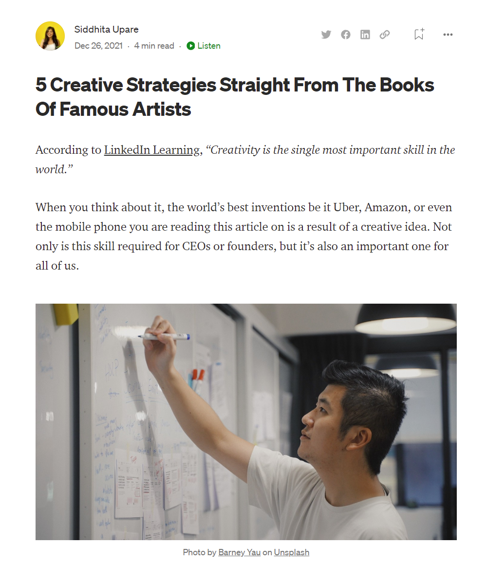 5 Creative Strategies Straight From The Books Of Famous Artists | by Siddhita Upare 