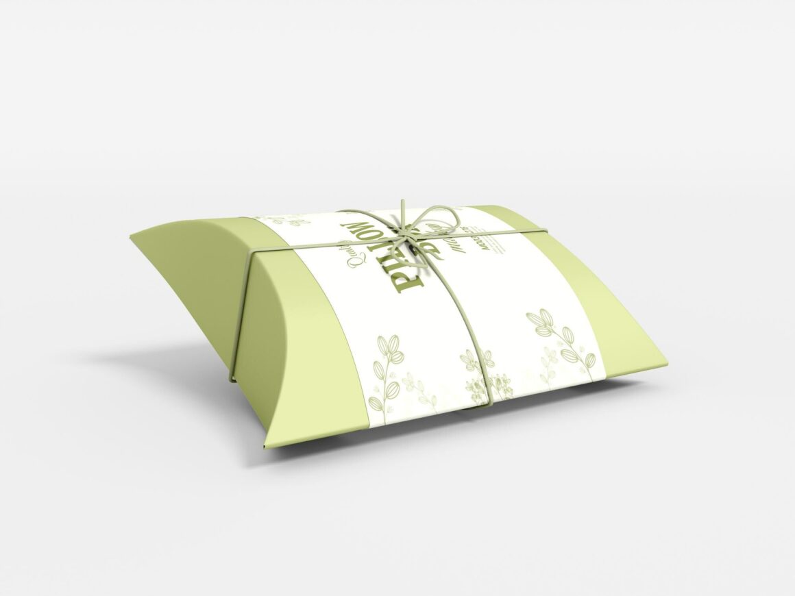 Paper pillow box packaging mockup