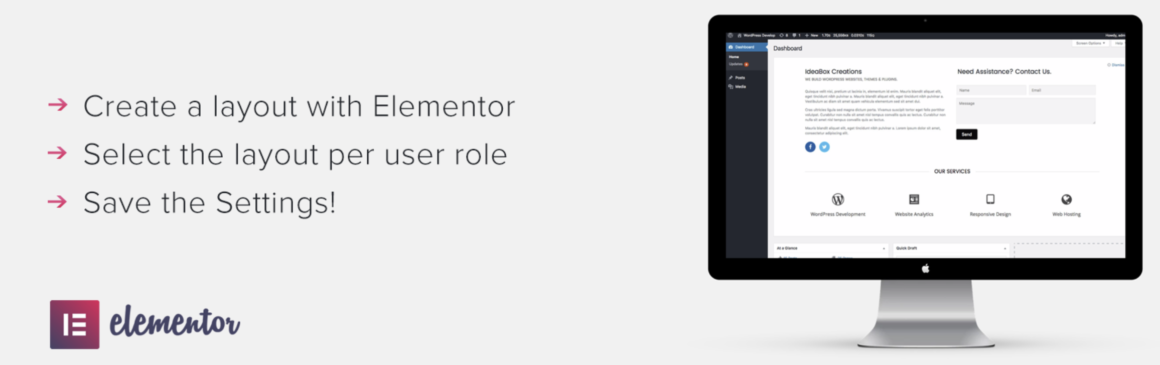 Dashboard Welcome for Elementor