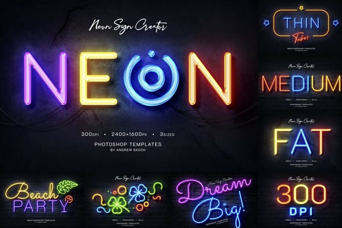 Free Neon Typography & Logo Effect