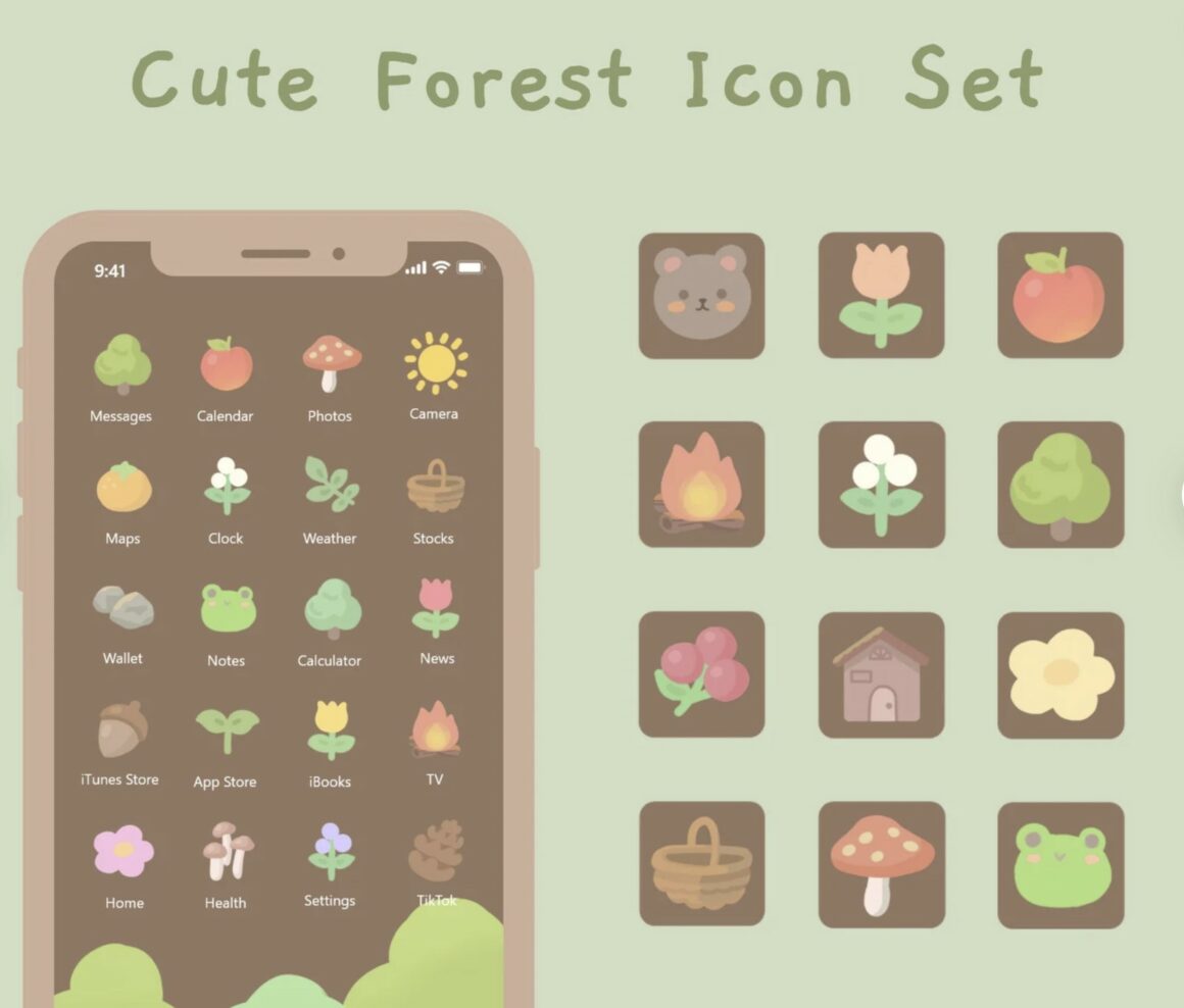 Cute Hand Drawn Forest iOS14