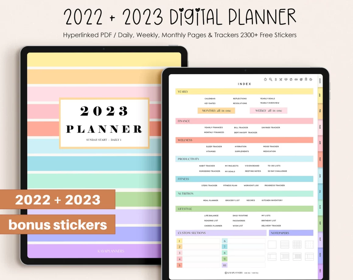 Portrait Digital Planner RAINBOW