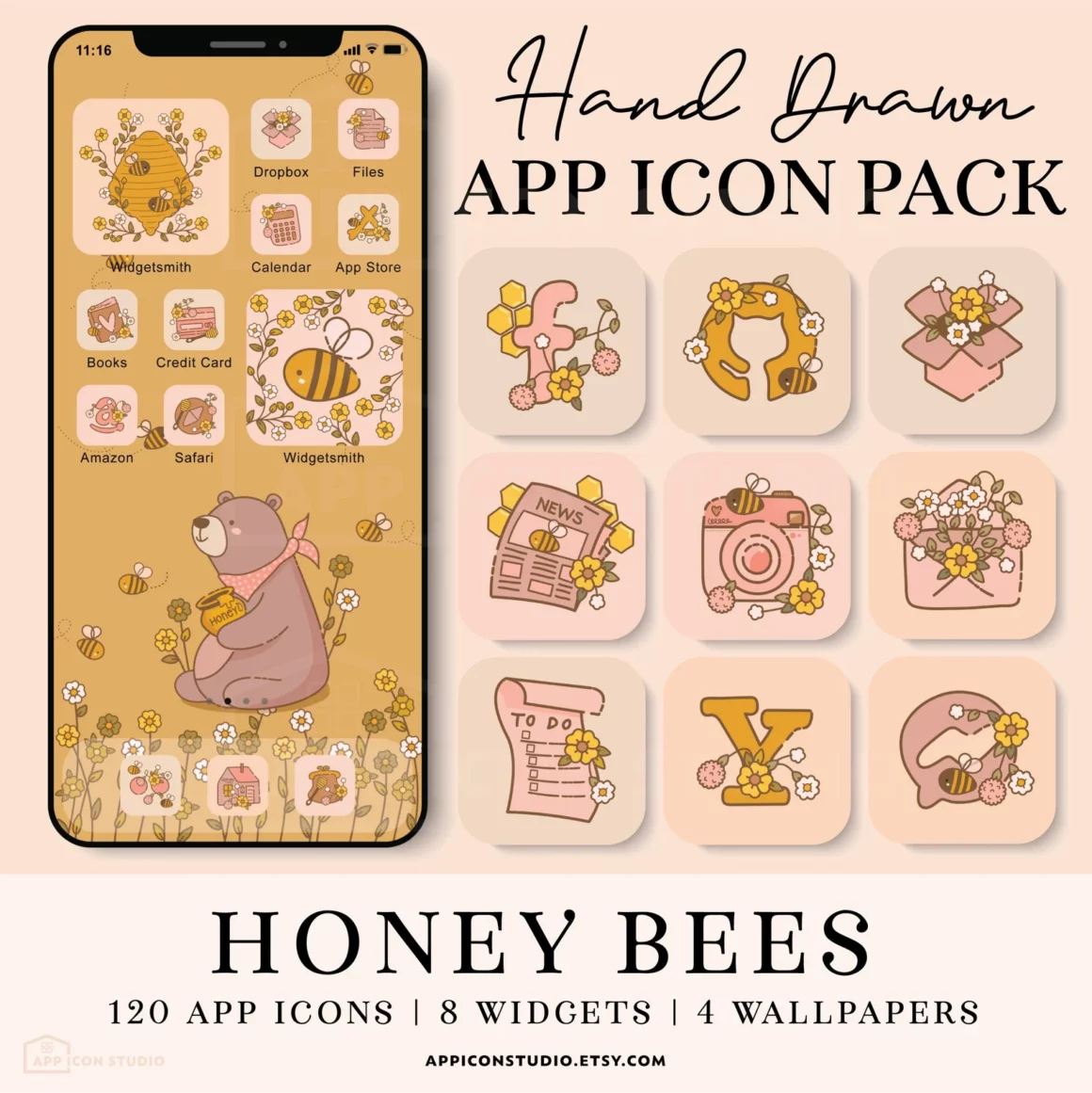 Honey Bees Aesthetic App Icons