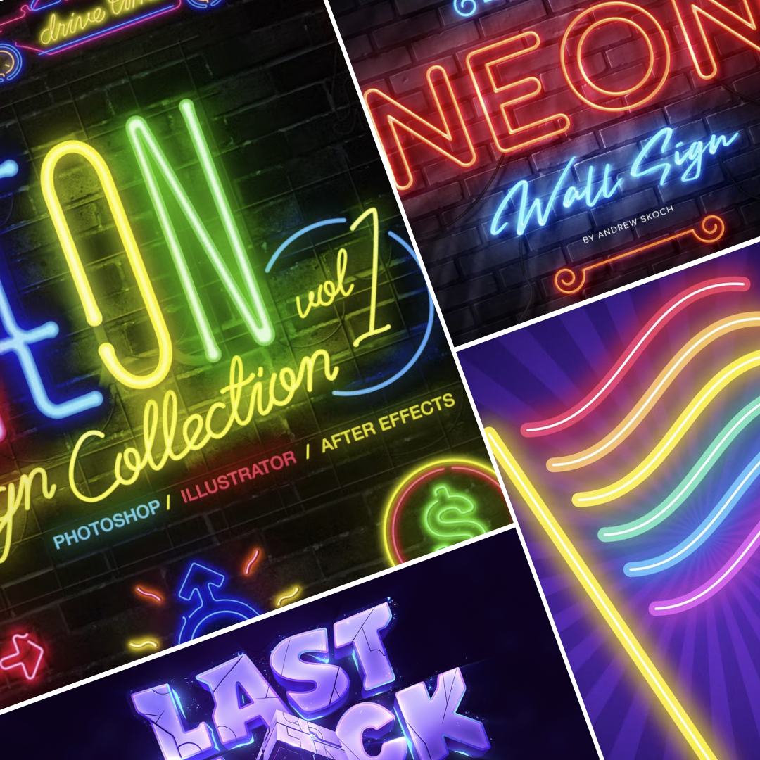 32 Free Neon Typography & Logo Effect
