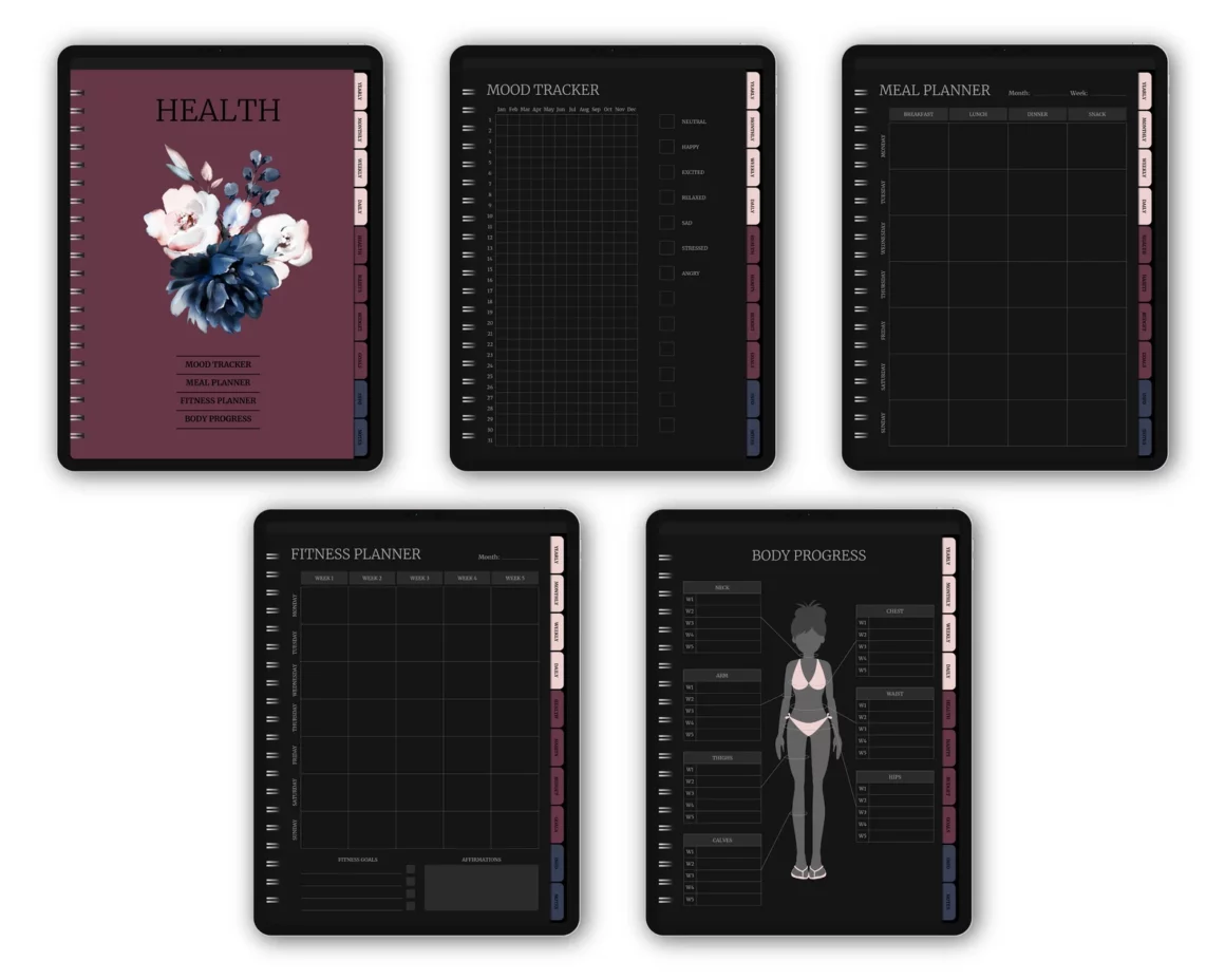 Undated Dark Mode Digital Planner for Goodnotes