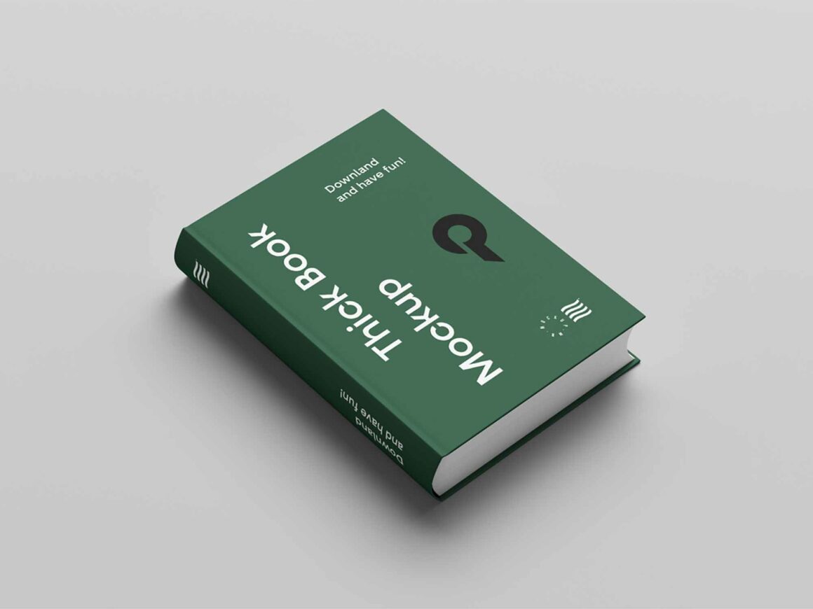 Free Angled Hard Cover Book Mockup