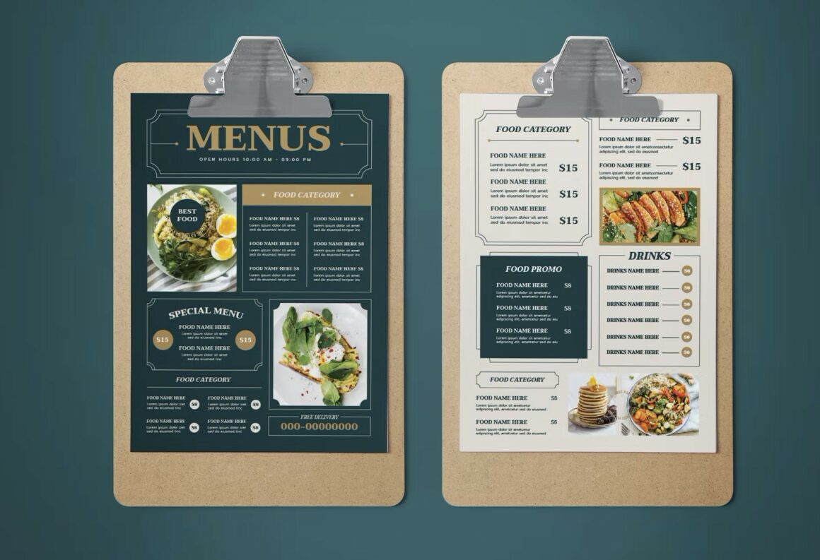 Beautiful Free Restaurant Menus Design Templates