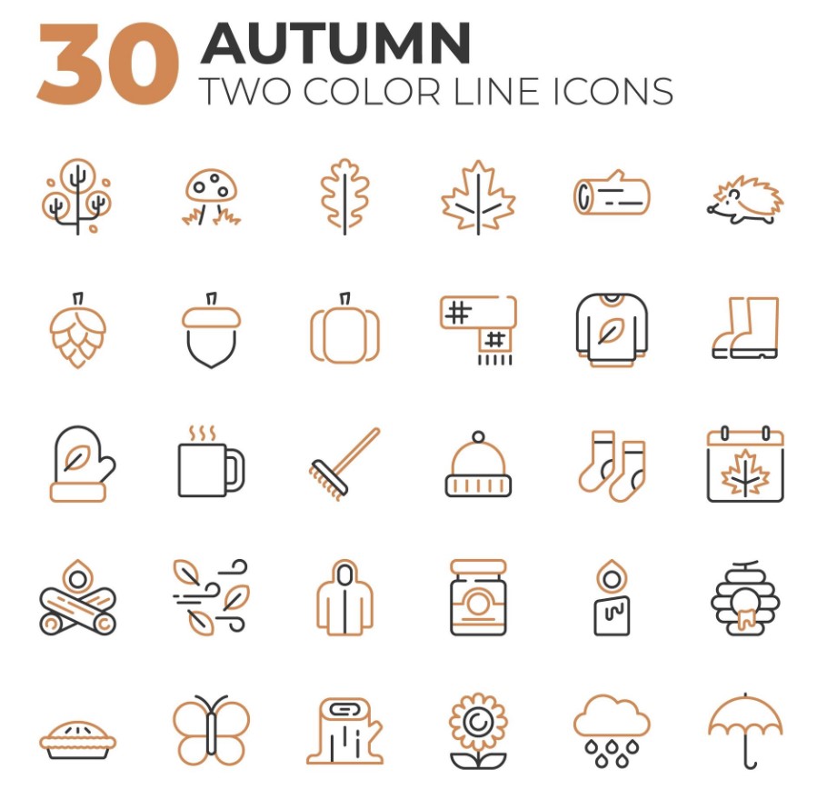 Set of Autumn related icons Free Vector