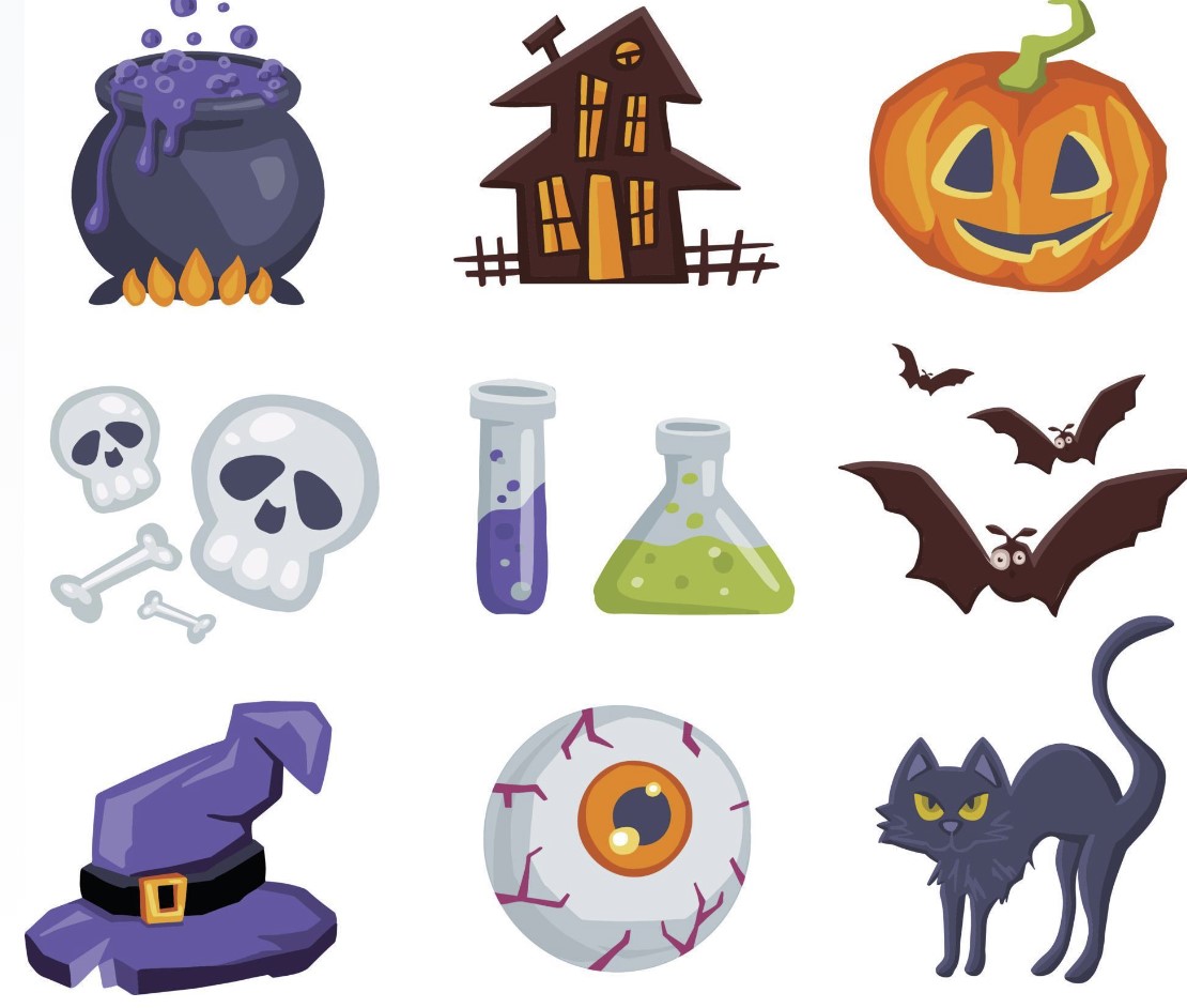 Halloween or horror movie sticker set vector Free Vector