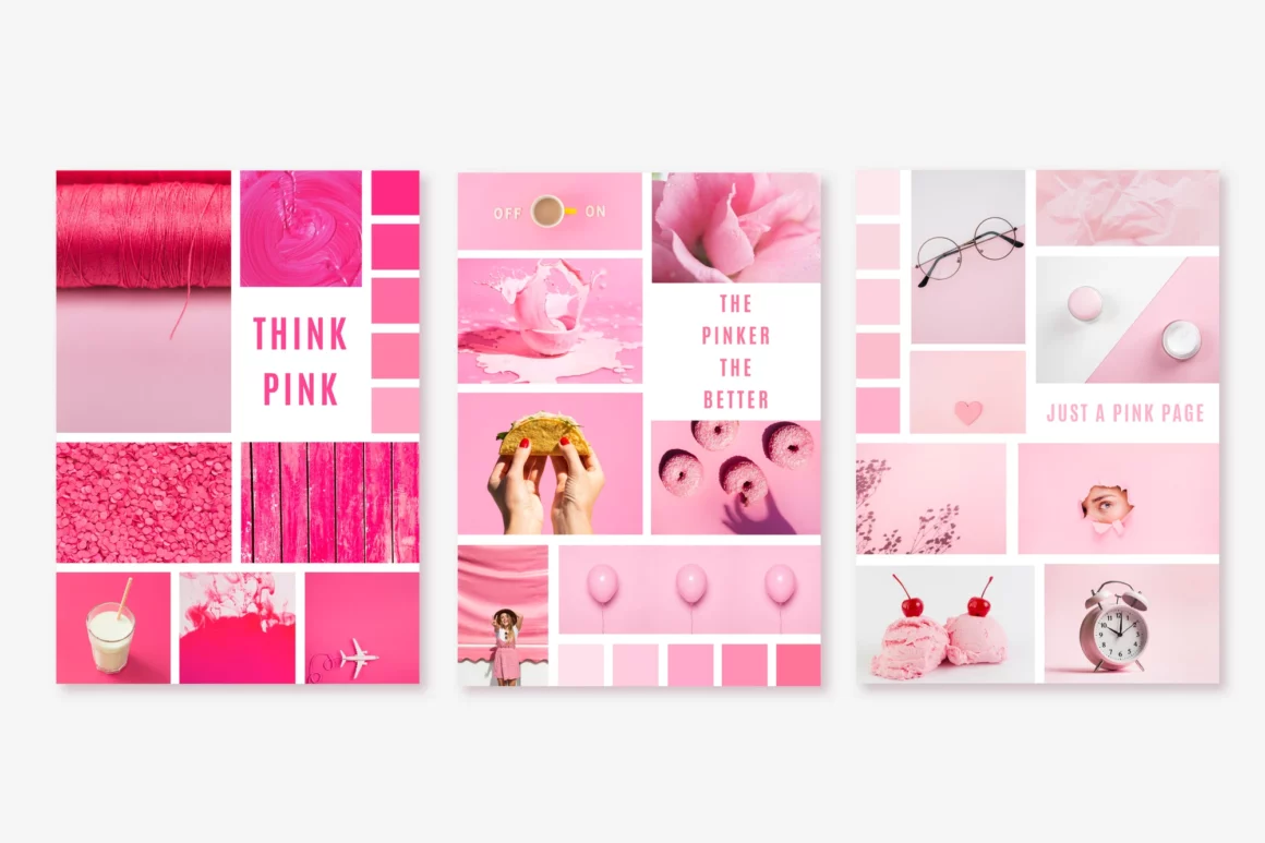 Moodboard template in bright pink