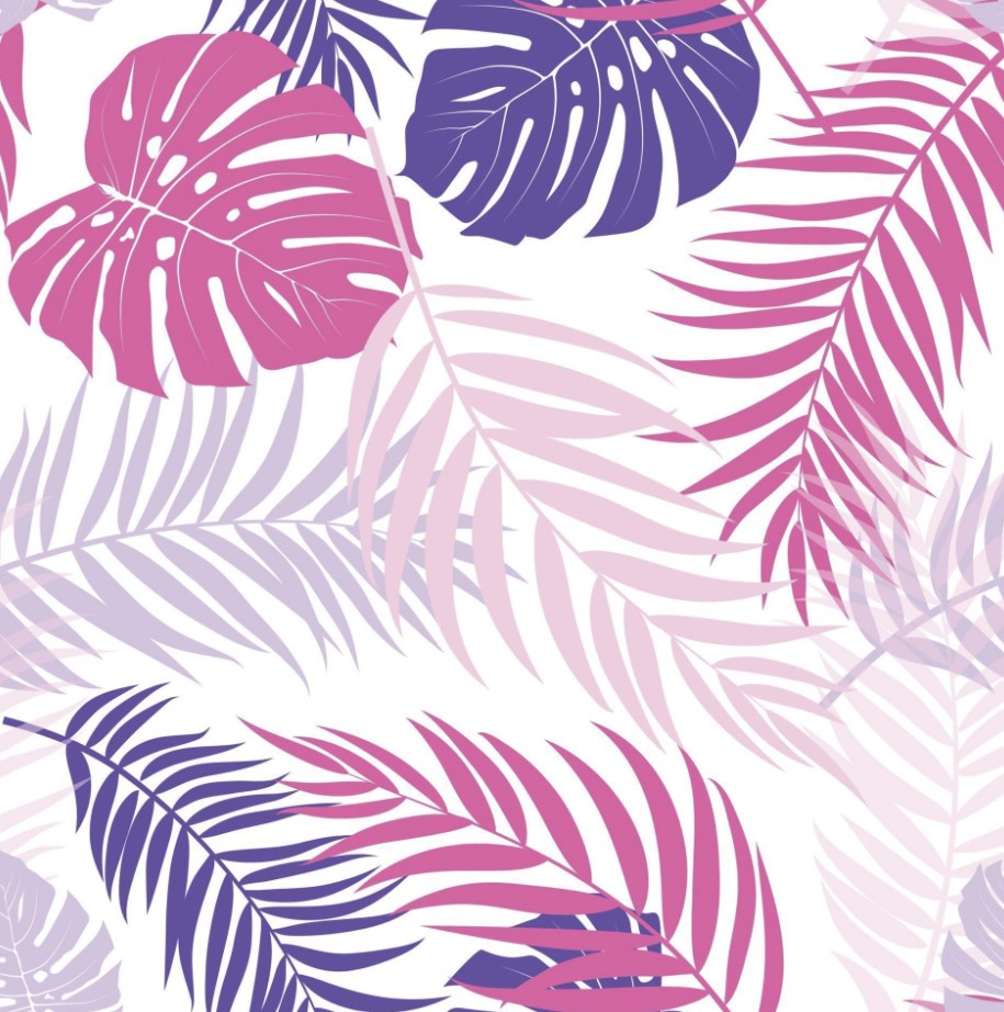 Palm Tree Leaves Silhouette Seamless Pattern