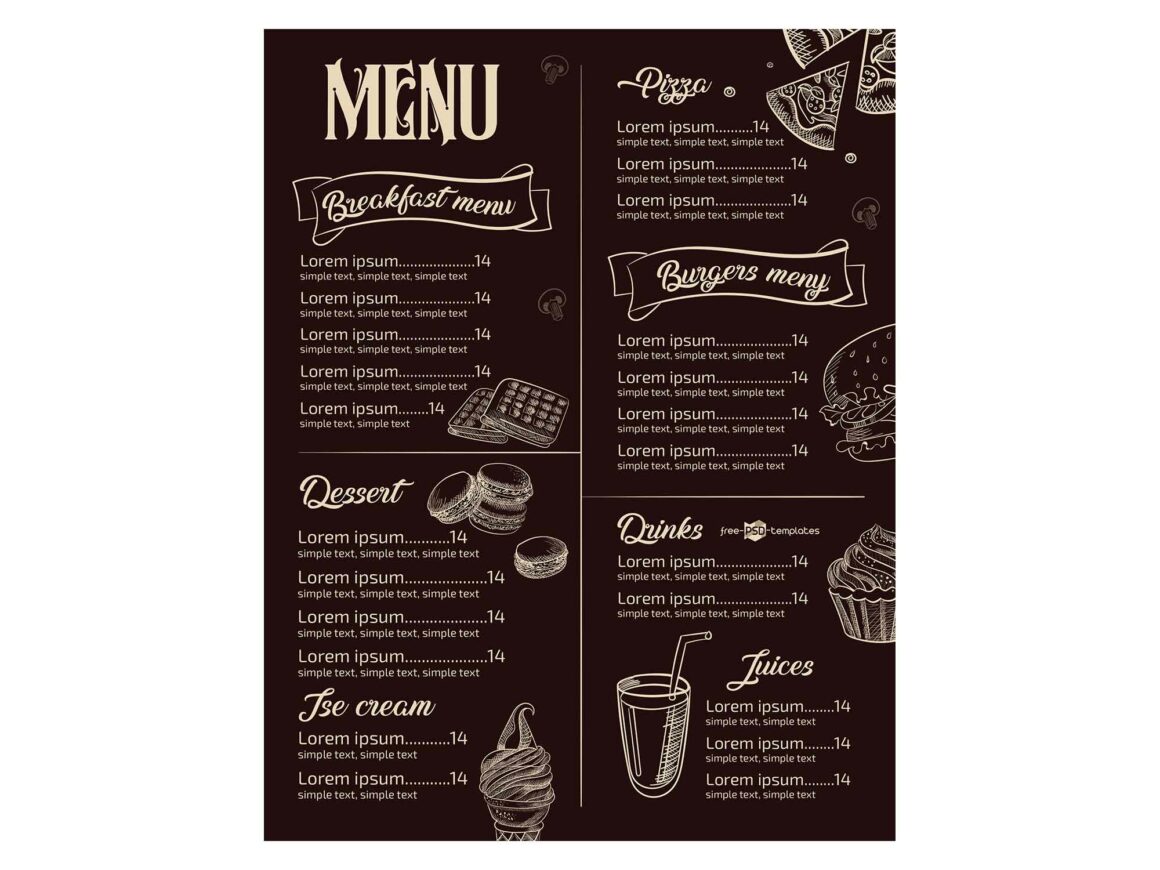 Beautiful Free Restaurant Menus Design Templates