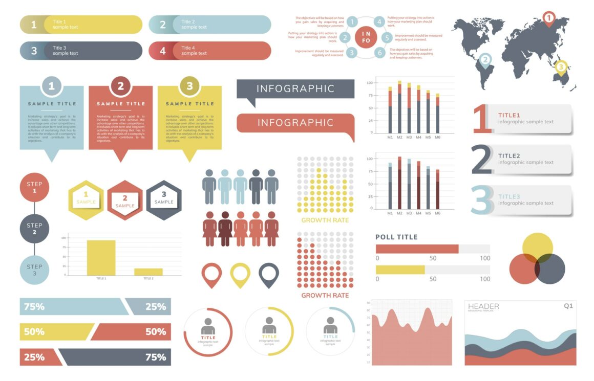 Set of business infograph vectors