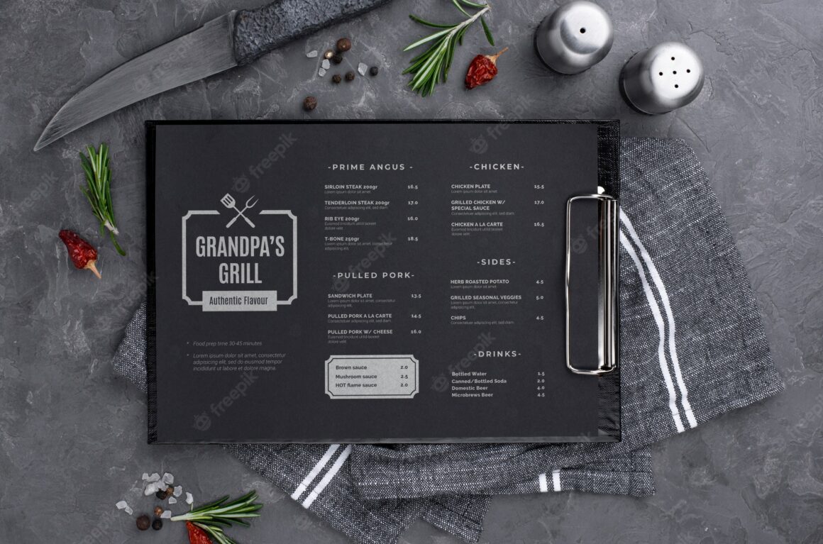 Restaurant menu concept mock-up