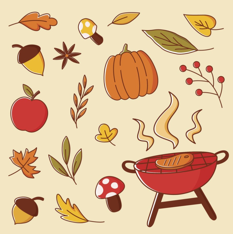 Fallen Leaves on Autumn Icon Collection Free Vector