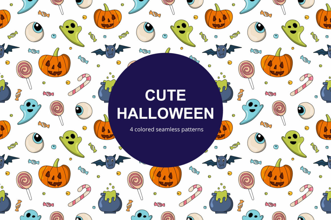 Cute Halloween Free Vector Seamless Pattern