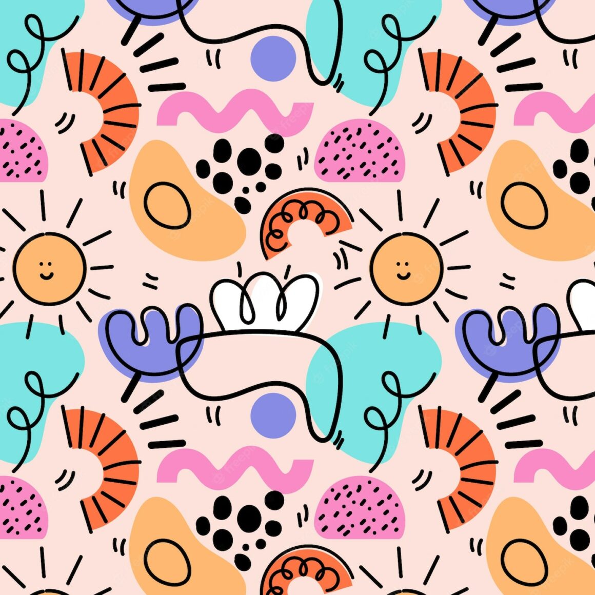 Hand drawn abstract doodle pattern