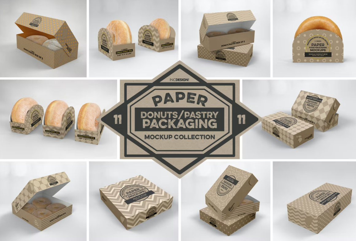 Paper Food Box Packaging Mockup Collection