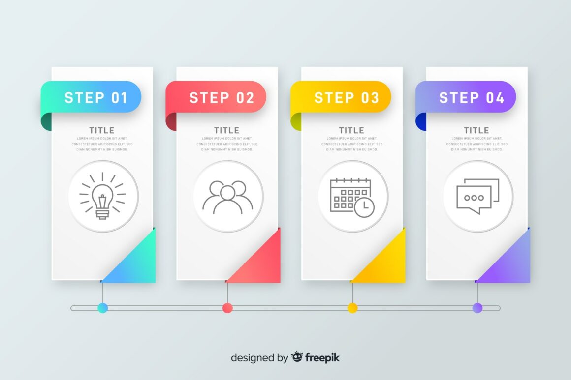 Colorful infographic steps flat design