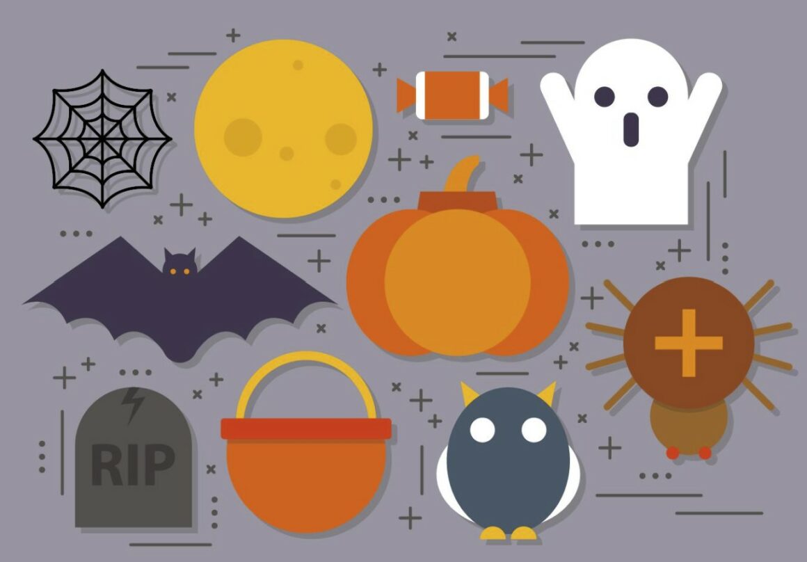 Flat Vector Halloween Icons Free Vector