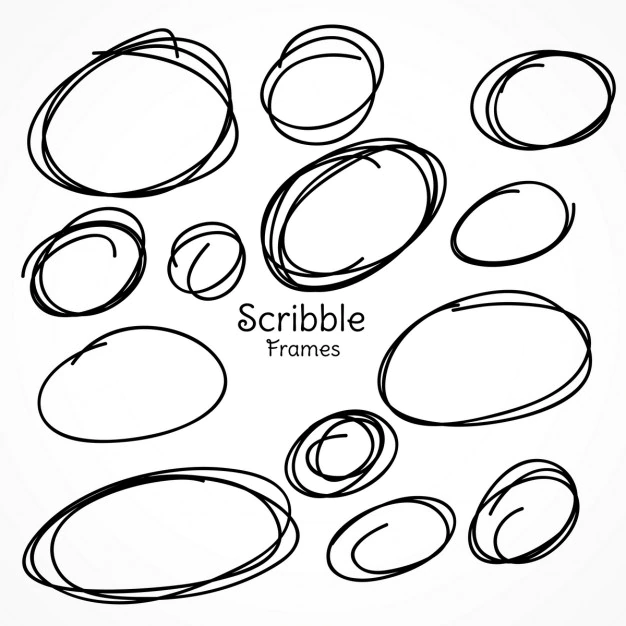 Set of circular scribbles