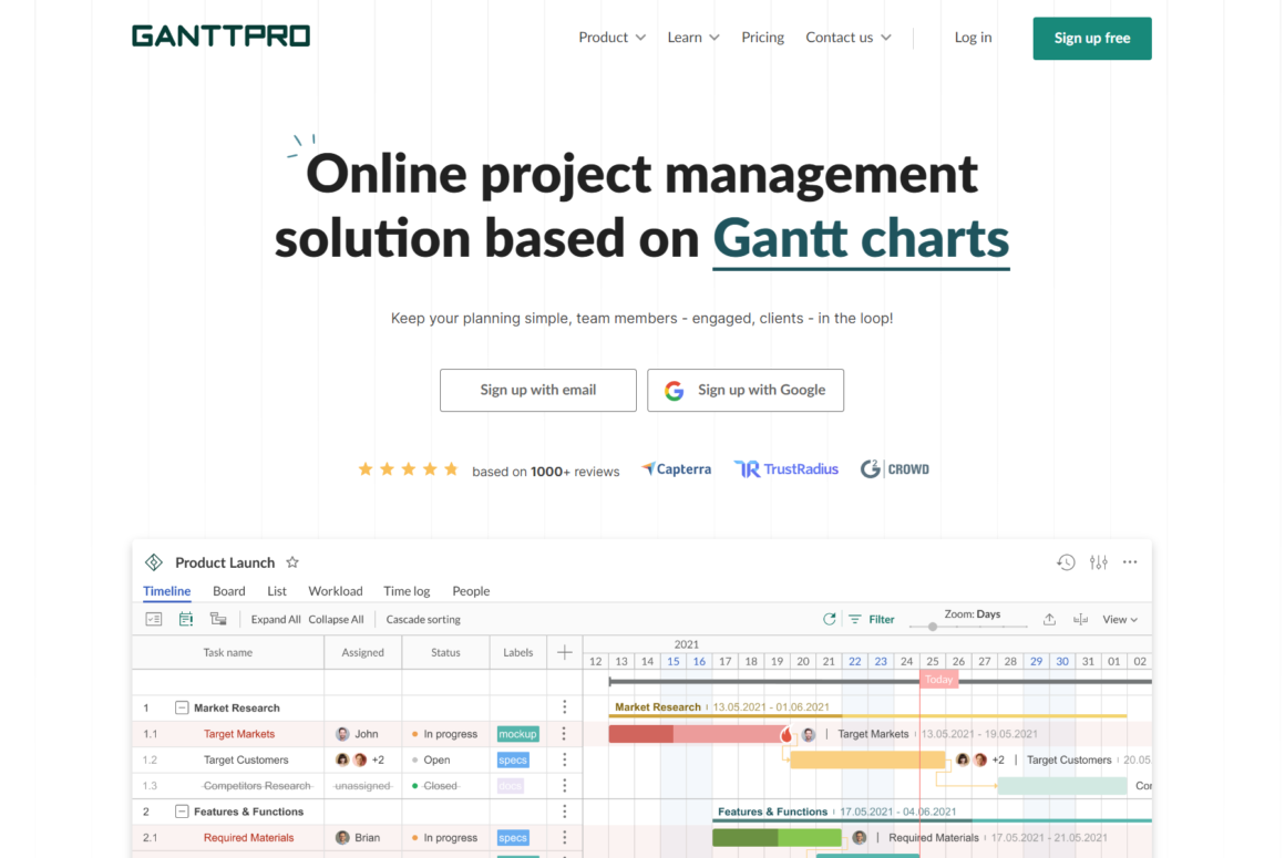 Easy-to-use online Gantt chart maker
