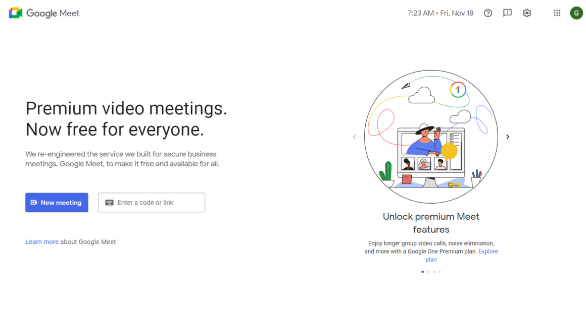 Google Meet for productivity tools