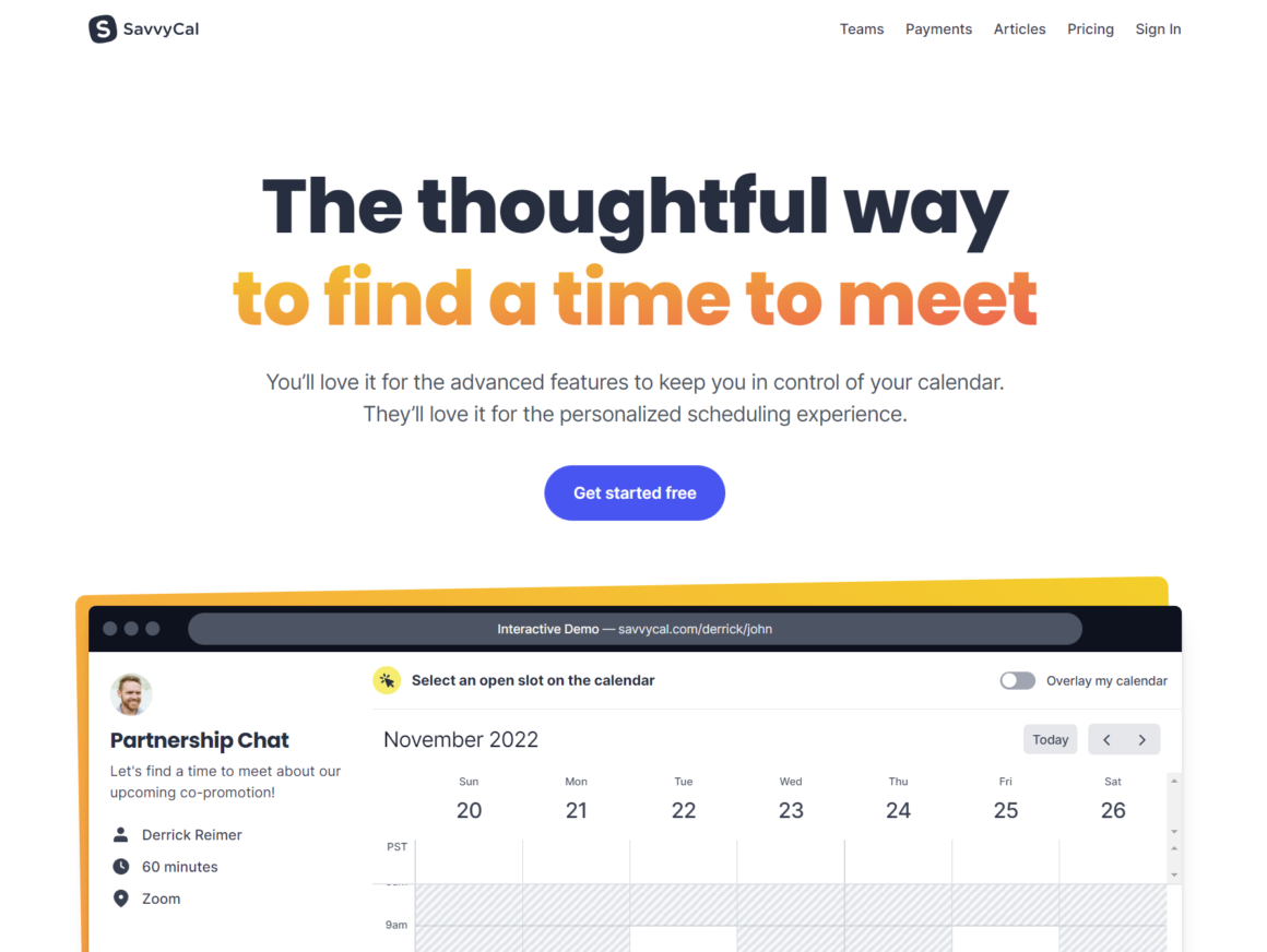 SavvyCal calendar and scheduling productivity tool 