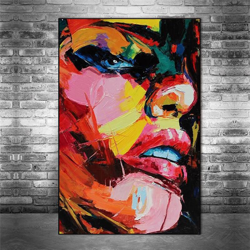 Modern Watercolor Abstract Girl Face Canvas Painting