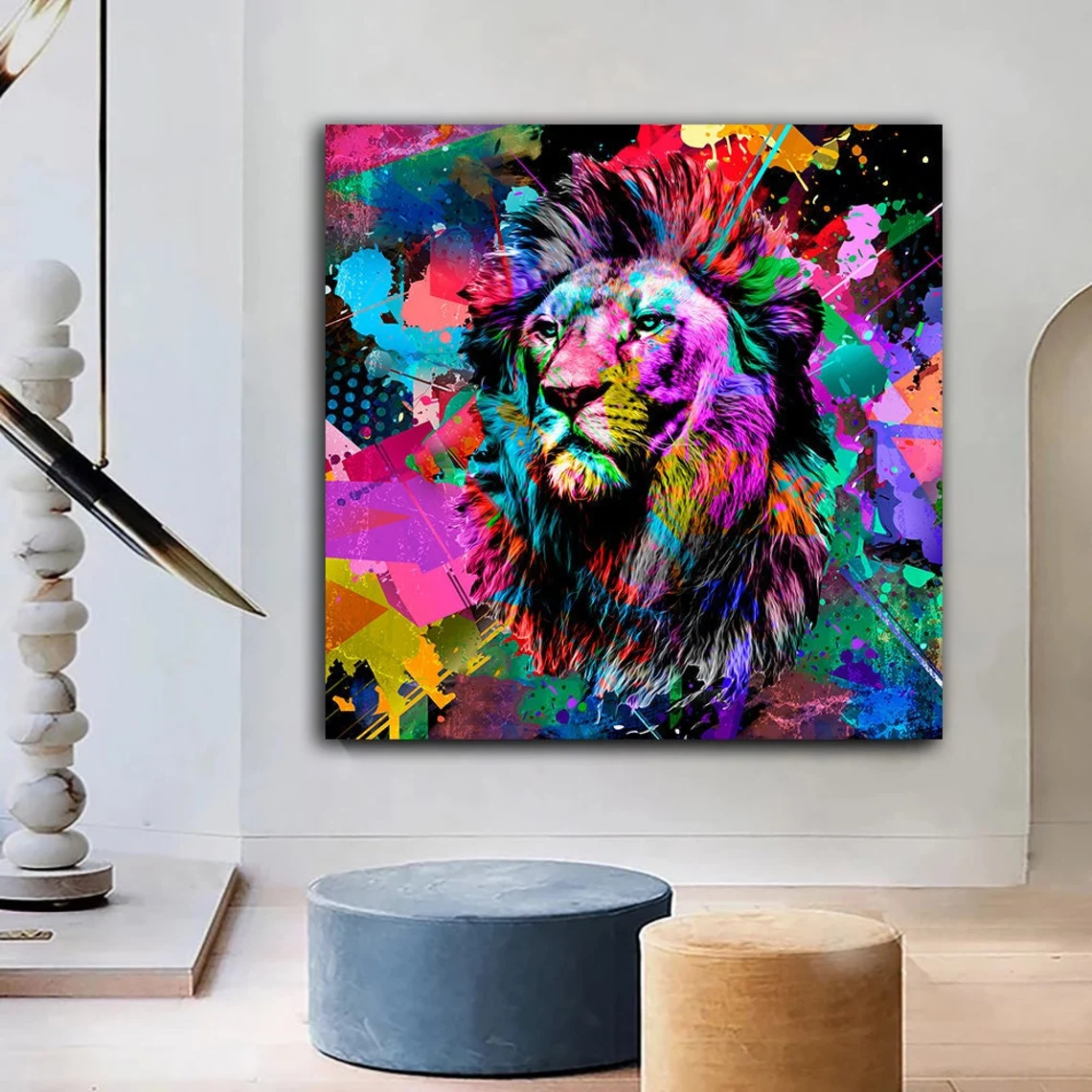 Colorful Lion Canvas wall art