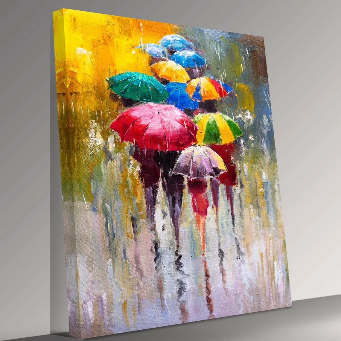 Abstract Colourful Umbrellas Canvas Wall Art Picture Print