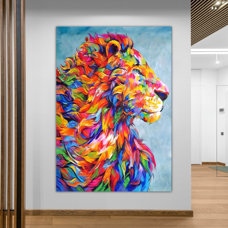 Colorful lion canvas print