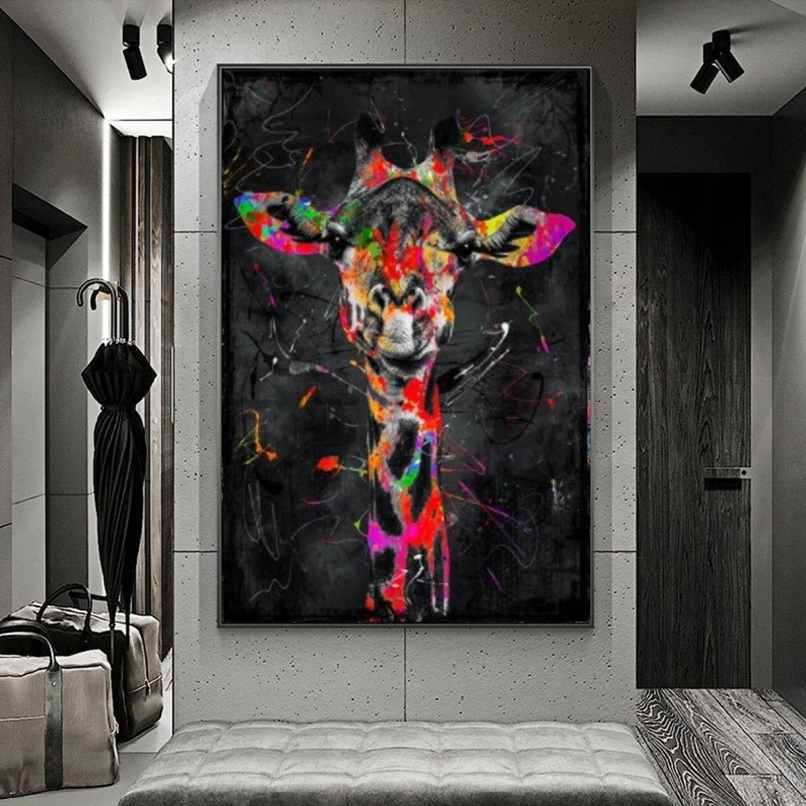 Modern animal abstract and colorful print canvas wall art