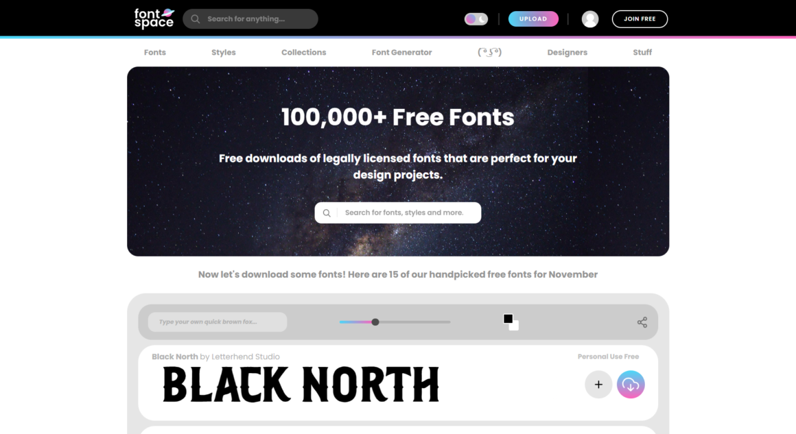 Font Space - 100,000+ Free Fonts (Tools and Resources for Creators)