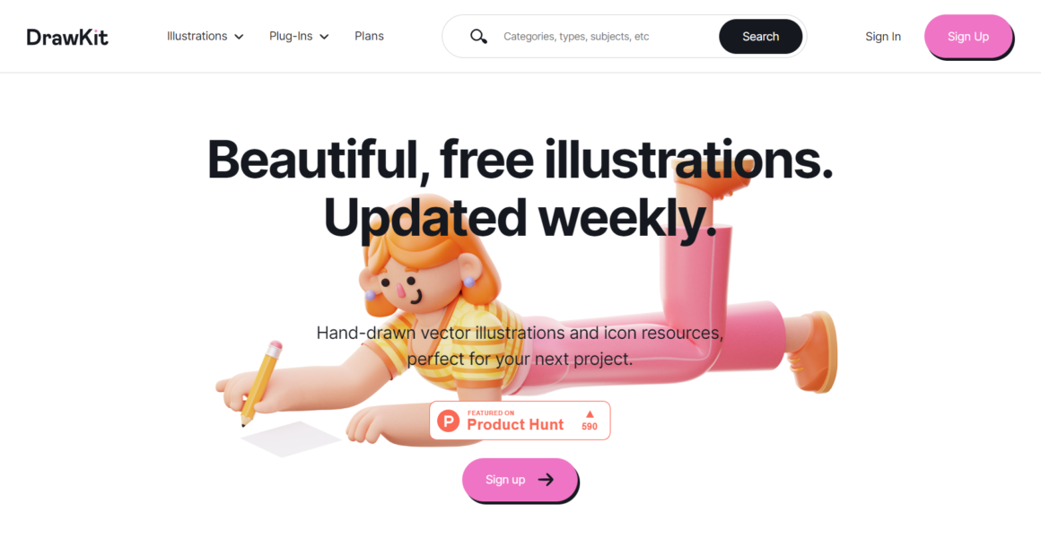 DrawKit - Beautiful, free illustrations. Updated weekly