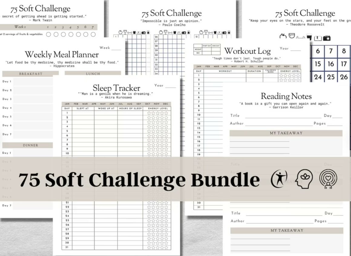 Printable Habit Tracker + Printable 75 Soft challenge
