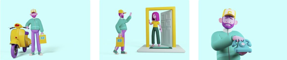 Delivery Character Composition 3D 