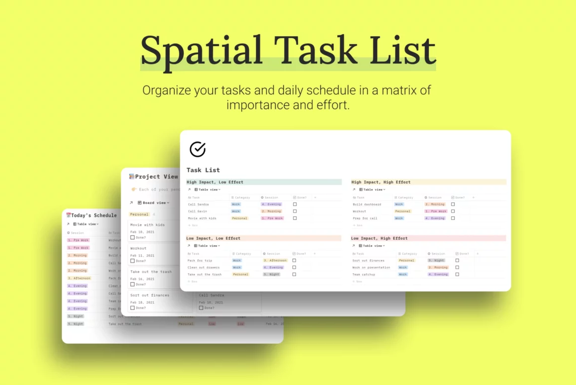 Notion To Do List Templates - Spatial Task List