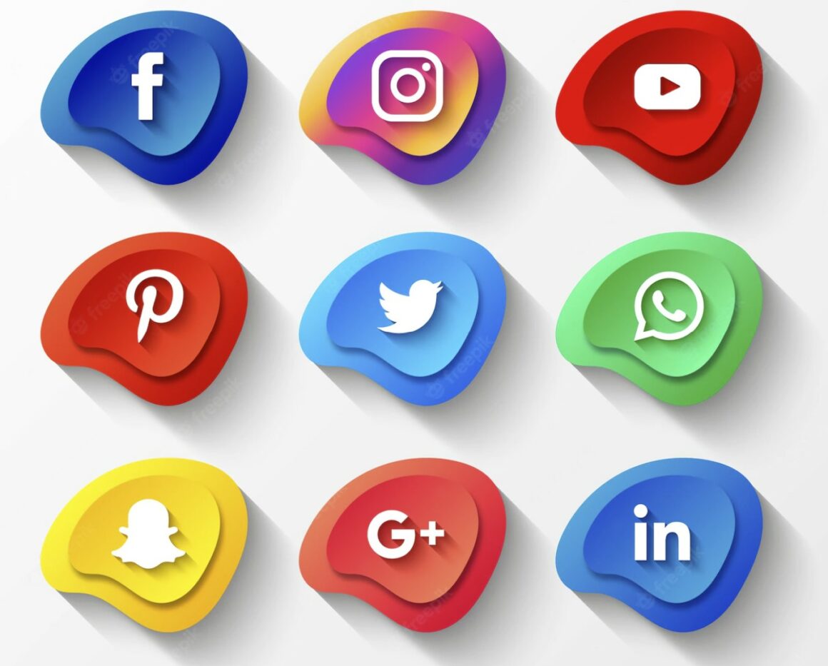 Social media icons pack 3d button effect